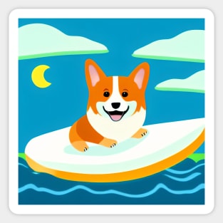 Surfing Corgi Dog Sticker